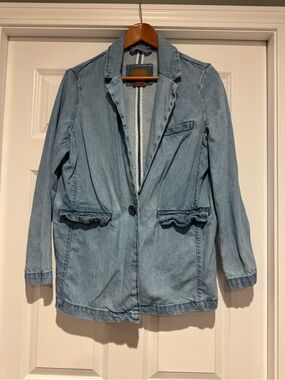 American Eagle Light Blue Denim Blazer Jacket - Women